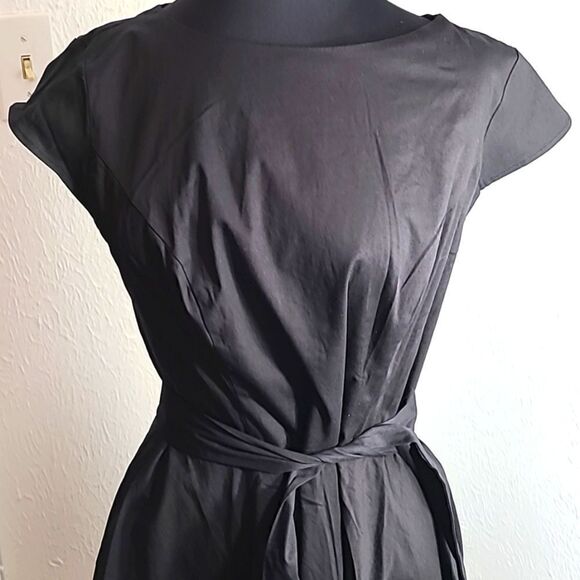 Pukavt Black Dress with Tie Belt, Cap Sleeves & Flowy Skirt, Size XL, NWOT - Picture 2 of 8